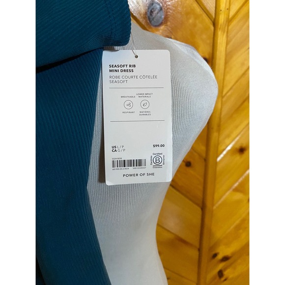 Athleta NWT Seasoft Rib Mini Dress Teal Sleeveless Pullover L Petite - Picture 3 of 7